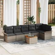 vidaXL Trädgårdsoffset 7 pcs Grå Poly rattan
