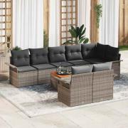 vidaXL Trädgårdsoffset 9 pcs Grå Poly rattan