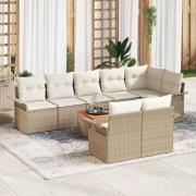 vidaXL Trädgårdsoffset 9 pcs Beige Poly rattan