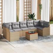 vidaXL Trädgårdsoffset 8 pcs Beige Poly rattan