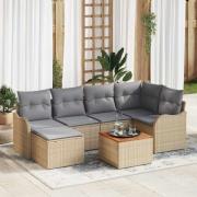 vidaXL Trädgårdsoffset 7 pcs Beige Poly rattan