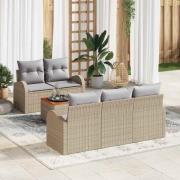 vidaXL Trädgårdsoffset 6 pcs Beige Poly rattan
