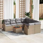 vidaXL Trädgårdsoffset 9 pcs Beige Poly rattan