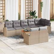 vidaXL Trädgårdsoffset 9 pcs Beige Poly rattan