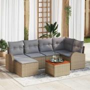 vidaXL Trädgårdsoffset 7 pcs Beige Poly rattan