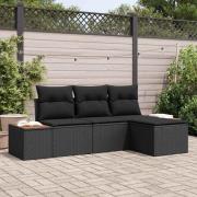 vidaXL med kudde Justerbar 4 pcs Svart 239 x 117 x 37 cm