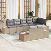 vidaXL Trädgårdsoffset med kudde 8 pcs Beige Poly rattan