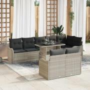 vidaXL Trädgårdsoffset med kudde 9 pcs Ljusgrå Poly rattan