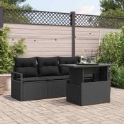vidaXL Trädgårdsoffset med kudde 5 pcs Svart 100 x 55 x 73 cm