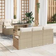 vidaXL Trädgårdsoffset 6 pcs beige och gräddvit 100 x 55 x 73 cm