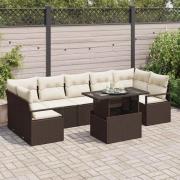 vidaXL Trädgårdsoffset 8 pcs Brun och gräddvit 100 x 55 x 73 cm