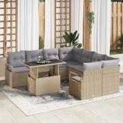 vidaXL Trädgårdsoffset 9 pcs beige och ljusgrå 100 x 55 x 73 cm