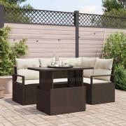 vidaXL Trädgårdsoffset 5 pcs Brun och gräddvit 100 x 55 x 73 cm