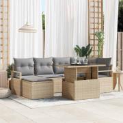 vidaXL Trädgårdsoffset med kudde 7 pcs beige och ljusgrå