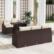 vidaXL Trädgårdsoffset 6 pcs Brun och gräddvit 100 x 55 x 73 cm