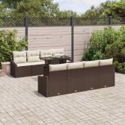 vidaXL Trädgårdsoffset 7 pcs Brun och gräddvit 100 x 55 x 73 cm