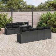 vidaXL Trädgårdsoffset med kudde 7 pcs Svart 100 x 55 x 73 cm