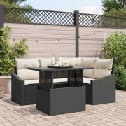 vidaXL Trädgårdsoffset 5 pcs Svart och gräddvit 100 x 55 x 73 cm