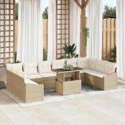 vidaXL Trädgårdsoffset 11 pcs beige och gräddvit 100 x 55 x 73 cm