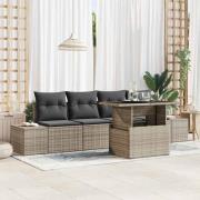 vidaXL Trädgårdsoffset med kudde 5 pcs Grå 100 x 55 x 73 cm