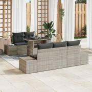 vidaXL Trädgårdsoffset med kudde 6 pcs Ljusgrå 100 x 55 x 73 cm
