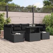 vidaXL Trädgårdsoffset med kudde 7 pcs Svart 100 x 55 x 73 cm
