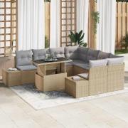 vidaXL Trädgårdsoffset 9 pcs beige och ljusgrå 100 x 55 x 73 cm
