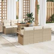 vidaXL Trädgårdsoffset 7 pcs beige och gräddvit 100 x 55 x 73 cm