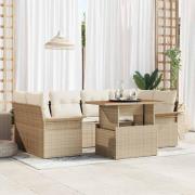 vidaXL Trädgårdsoffset 7 pcs beige och gräddvit 100 x 55 x 73 cm