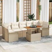 vidaXL Trädgårdsoffset 8 pcs beige och gräddvit 100 x 55 x 73 cm