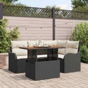 vidaXL Trädgårdsoffset 5 pcs Svart och gräddvit 100 x 55 x 73 cm