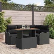vidaXL Trädgårdsoffset med kudde 5 pcs Svart 100 x 55 x 73 cm