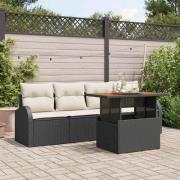 vidaXL Trädgårdsoffset 5 pcs Svart och gräddvit 100 x 55 x 73 cm