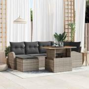 vidaXL Trädgårdsoffset 7 pcs Grå Poly rattan, pulverlackerad stål