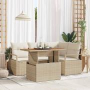 vidaXL Trädgårdsmöbelset 5 pcs Beige och gräddfärgad 100 x 55 x 73 cm