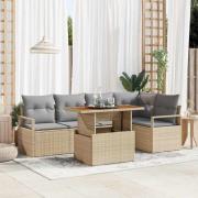 vidaXL Trädgårdsmöbelset med kudde 6 pcs Beige, grå 100 x 55 x 73 cm
