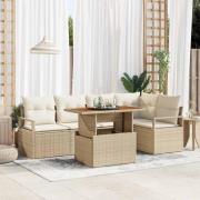 vidaXL Trädgårdsmöbelset 6 pcs Beige och gräddfärgad 100 x 55 x 73 cm