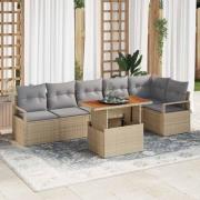 vidaXL Trädgårdsmöbelset med kudde 7 pcs Beige, grå 100 x 55 x 73 cm