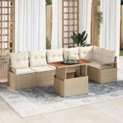 vidaXL Trädgårdsmöbelset 7 pcs Beige och gräddfärgad 100 x 55 x 73 cm
