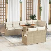 vidaXL Trädgårdsoffset 9 pcs Beige och gräddfärgad 100 x 55 x 73 cm
