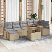 vidaXL Trädgårdsmöbelset med kudde 8 pcs Beige, grå