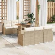 vidaXL Trädgårdsoffset 7 pcs Beige och gräddfärgad 100 x 55 x 73 cm