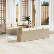 vidaXL Trädgårdsmöbelset 9 pcs Beige och gräddfärgad 100 x 55 x 73 cm