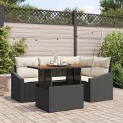 vidaXL Trädgårdsmöbelset med kudde Svart, Grädde 100 x 55 x 73 cm