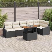 vidaXL Trädgårdsmöbelset 7 pcs Svart och kräm 100 x 55 x 73 cm