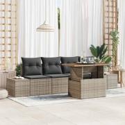 vidaXL Trädgårdsmöbelset med kudde 5 pcs Grå och Brun 100 x 55 x 73 cm