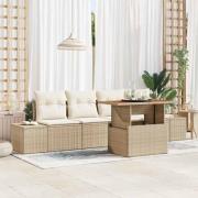 vidaXL Trädgårdsmöbelset med kudde Beige, Kräm 100 x 55 x 73 cm