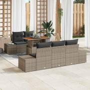vidaXL Trädgårdsmöbelset med kudde 6 pcs Grå och Brun 100 x 55 x 73 cm