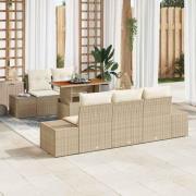 vidaXL Trädgårdsmöbelset med kudde 6 pcs Beige, Kräm 100 x 55 x 73 cm