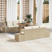 vidaXL Trädgårdsmöbelset med kudde 7 pcs Beige, Kräm 100 x 55 x 73 cm